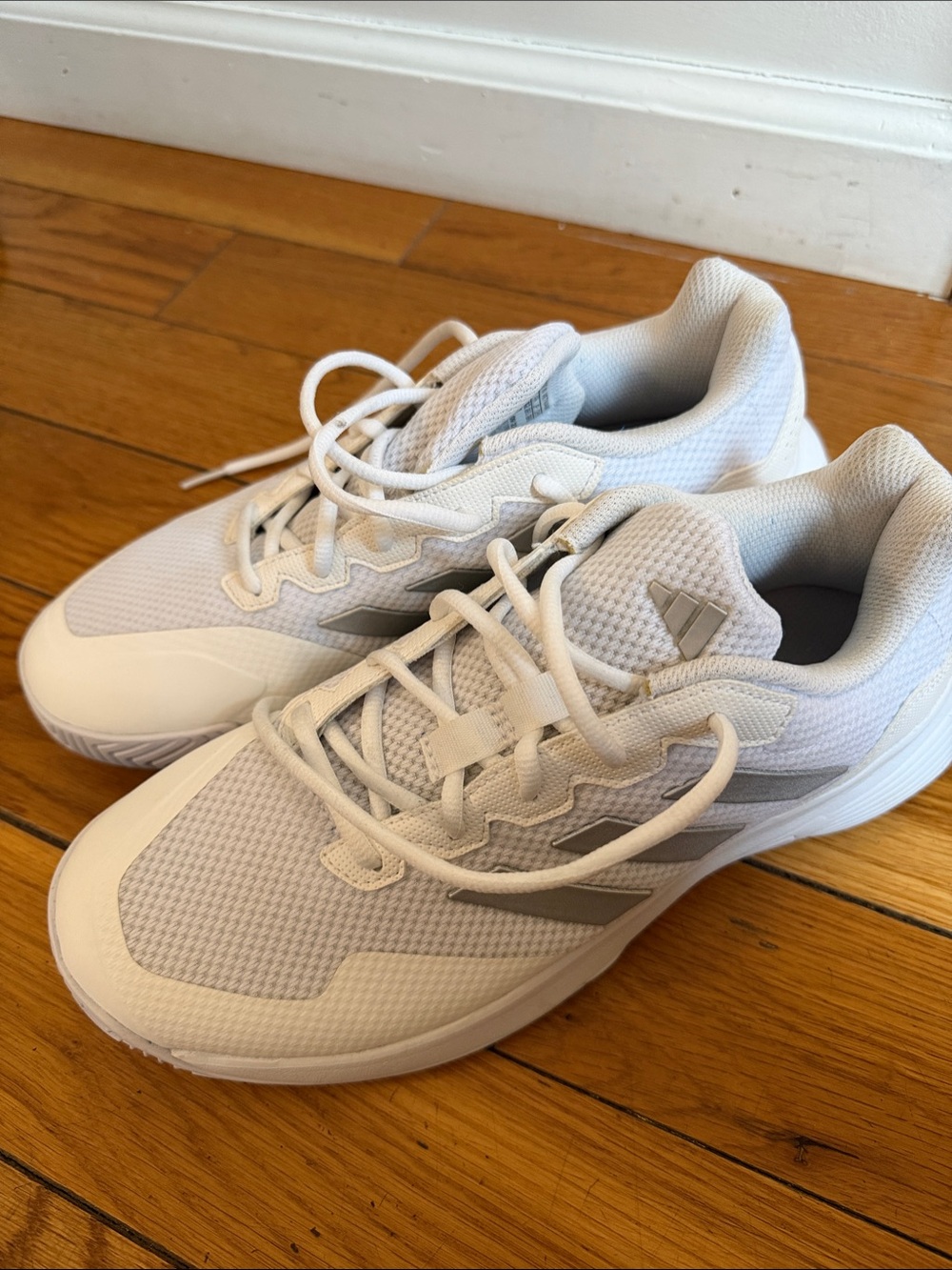 adidas White and Light Gray Racket Sports Shoes